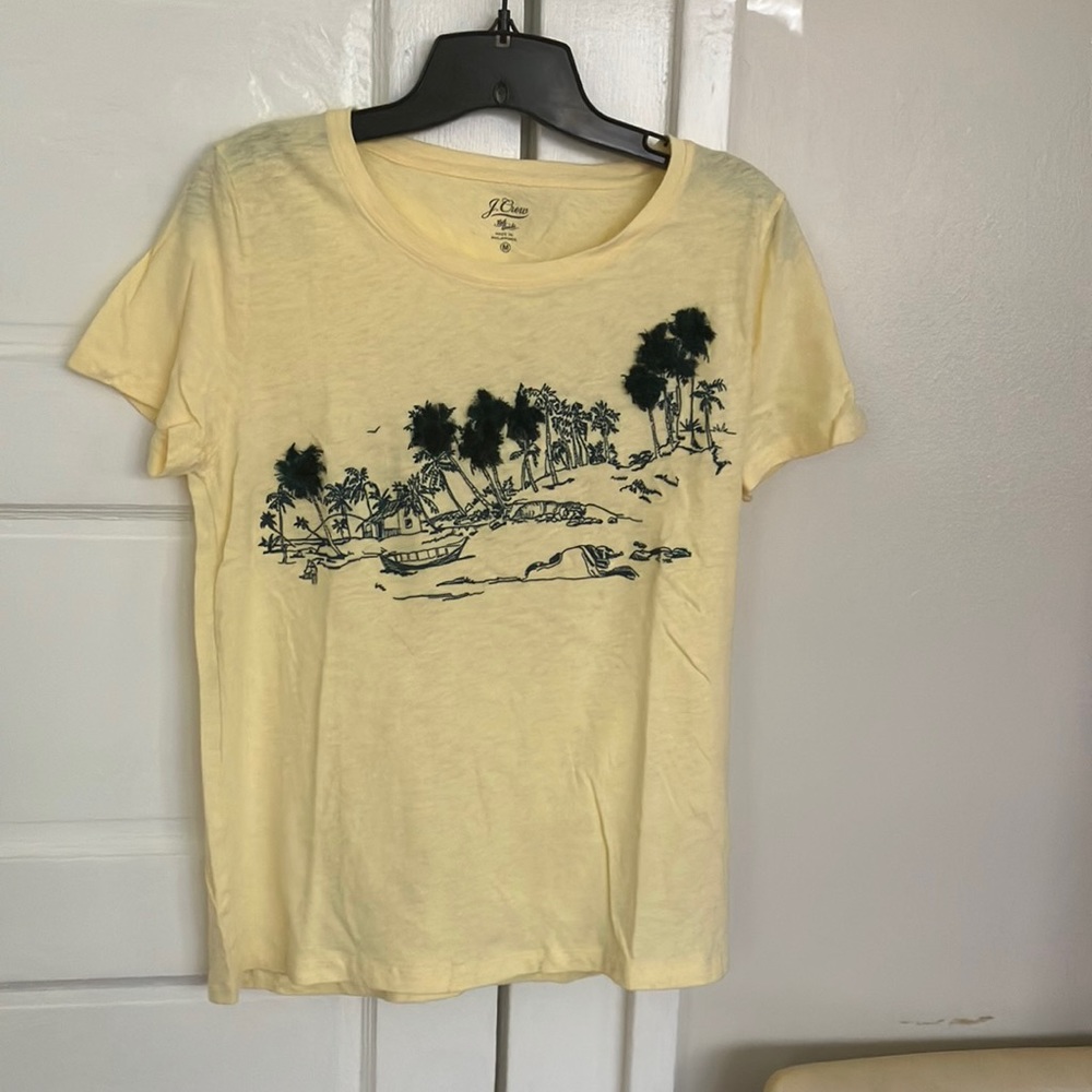 J Crew Cute Embroidered Island Print Tee